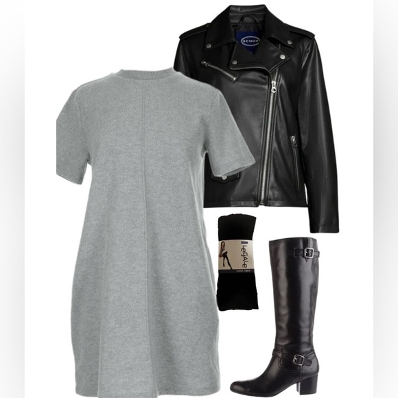 NWT Steve Madden Women's Short Sleeve Sweater Dress Heather Grey-Large - Picture 11 of 12